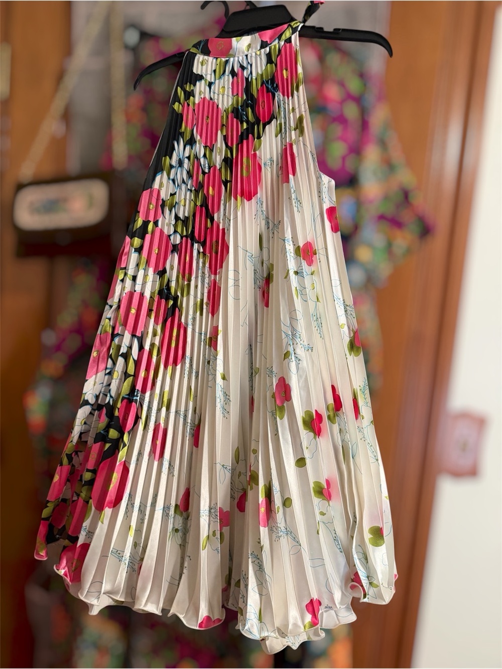 Vintage Y2K Neelam Pleated Floral Halter Tent Dress Tie Neck XXS-L Free Size